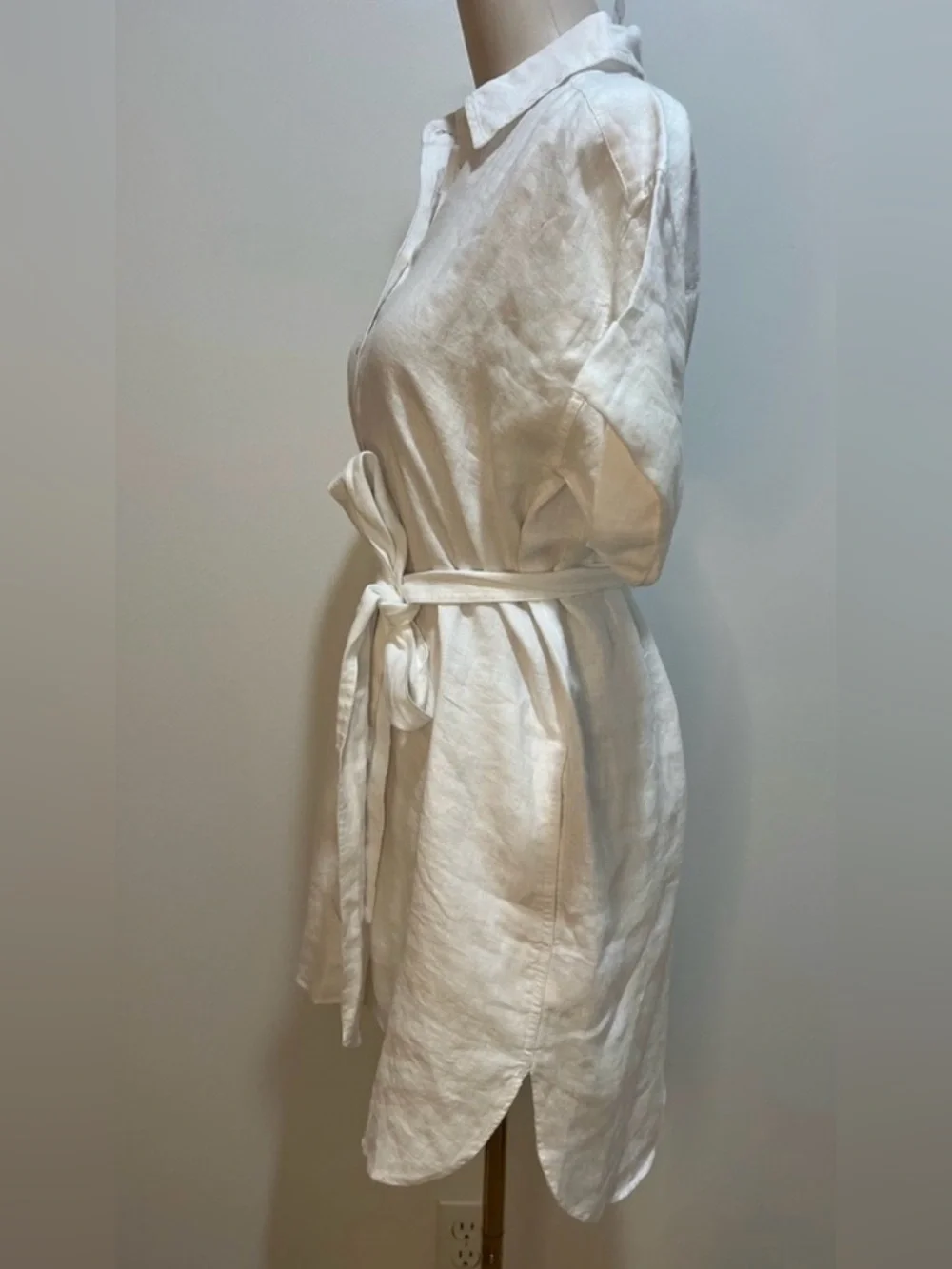 J.Crew Petite Capitaine Shirtdress in Linen White
